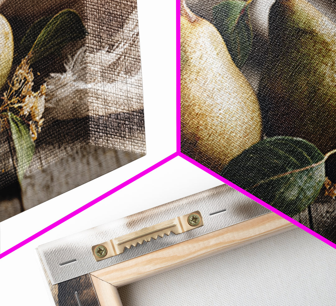 Farmhouse Pears on a Wooden Board Canvas Print, Kitchen Art, Coffee Art, Kitchen Decor, Oil Painting, Kitchen, Fine Art Print, KIT-3x2-61