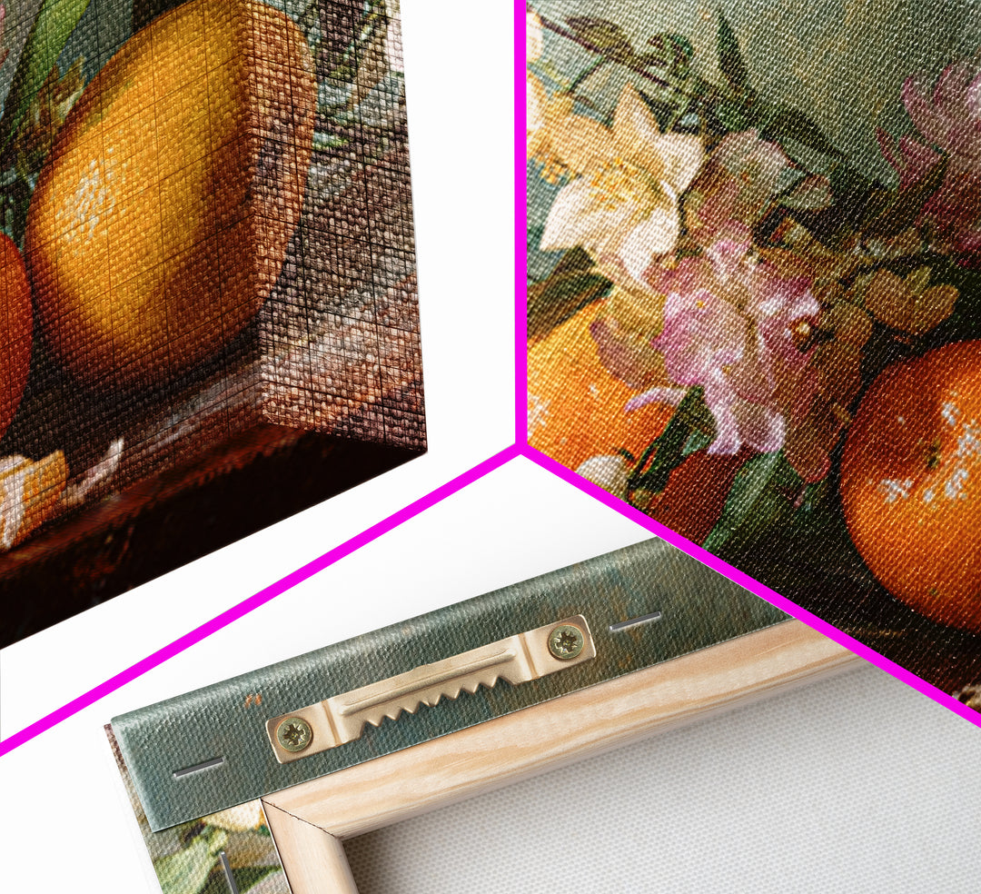 Orange Citrus Botanical Branch Framed Canvas Print, Kitchen Art, Art Deco, Kitchen Decor, Oil Painting, Kitchen, Poster Art, KIT-3x2-63