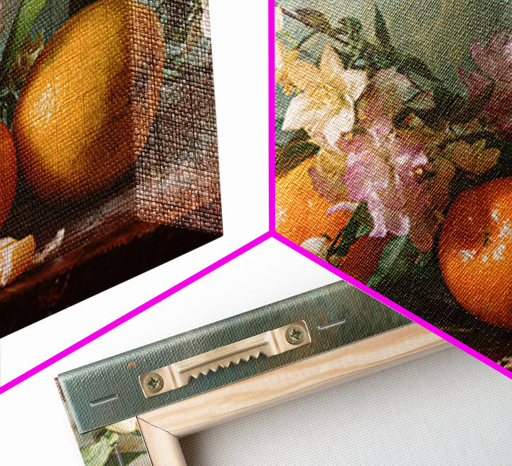 Orange Citrus Botanical Branch Framed Canvas Print, Kitchen Art, Art Deco, Kitchen Decor, Oil Painting, Kitchen, Poster Art, KIT-3x2-63