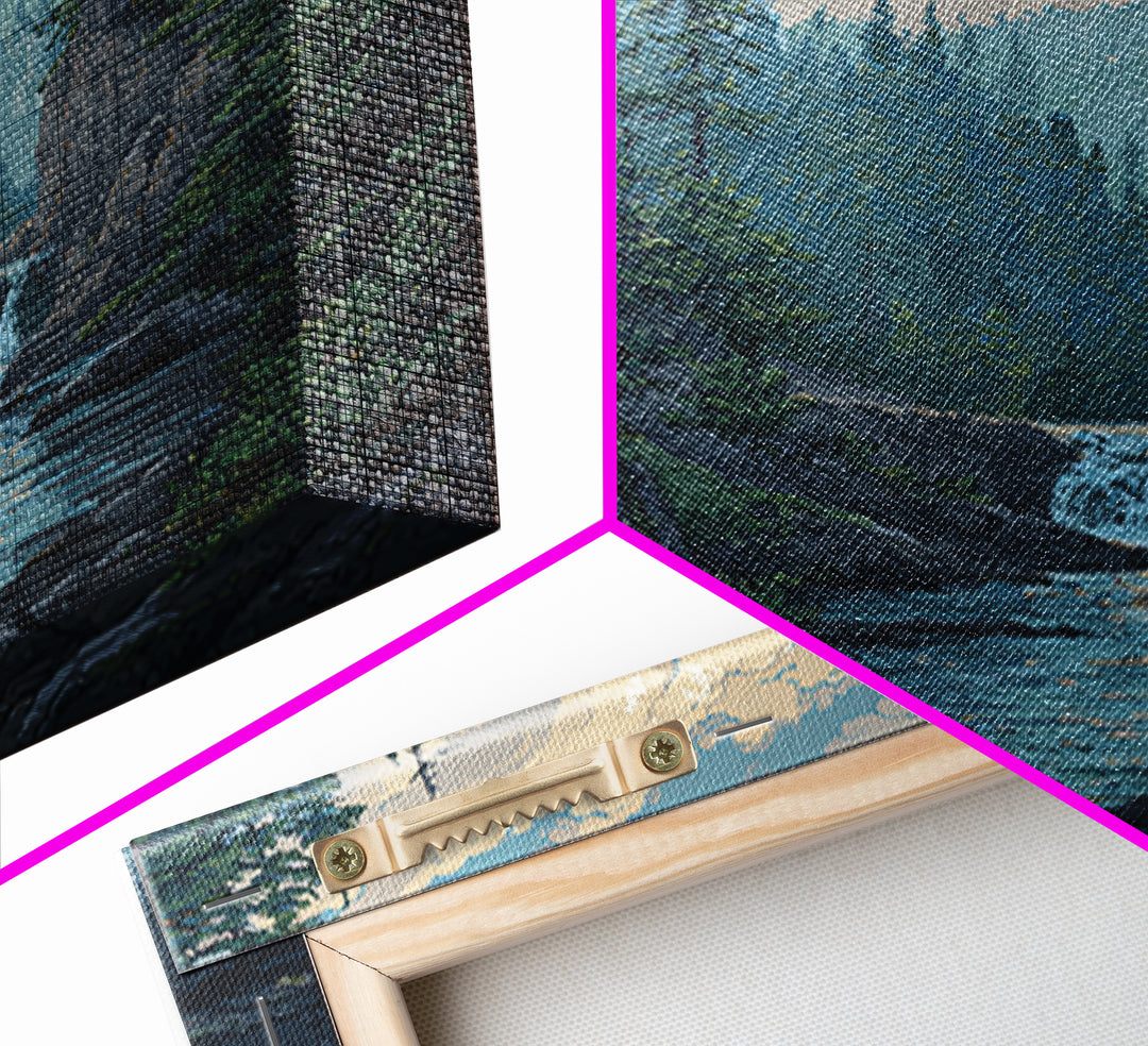 Waterfall Hidden in Dense Forest Canvas Print, Landscape Art, Original Painting, Living Room Decor, Fine Art, Horizon, LAN-1x1-36