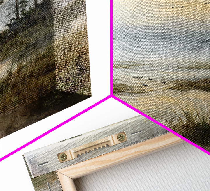 Misty Cypress Swamp Framed Canvas Print, Landscape Art, Living Room Wall Art, Living Room Decor, Oil Painting, Horizon, LAN-1x1-46