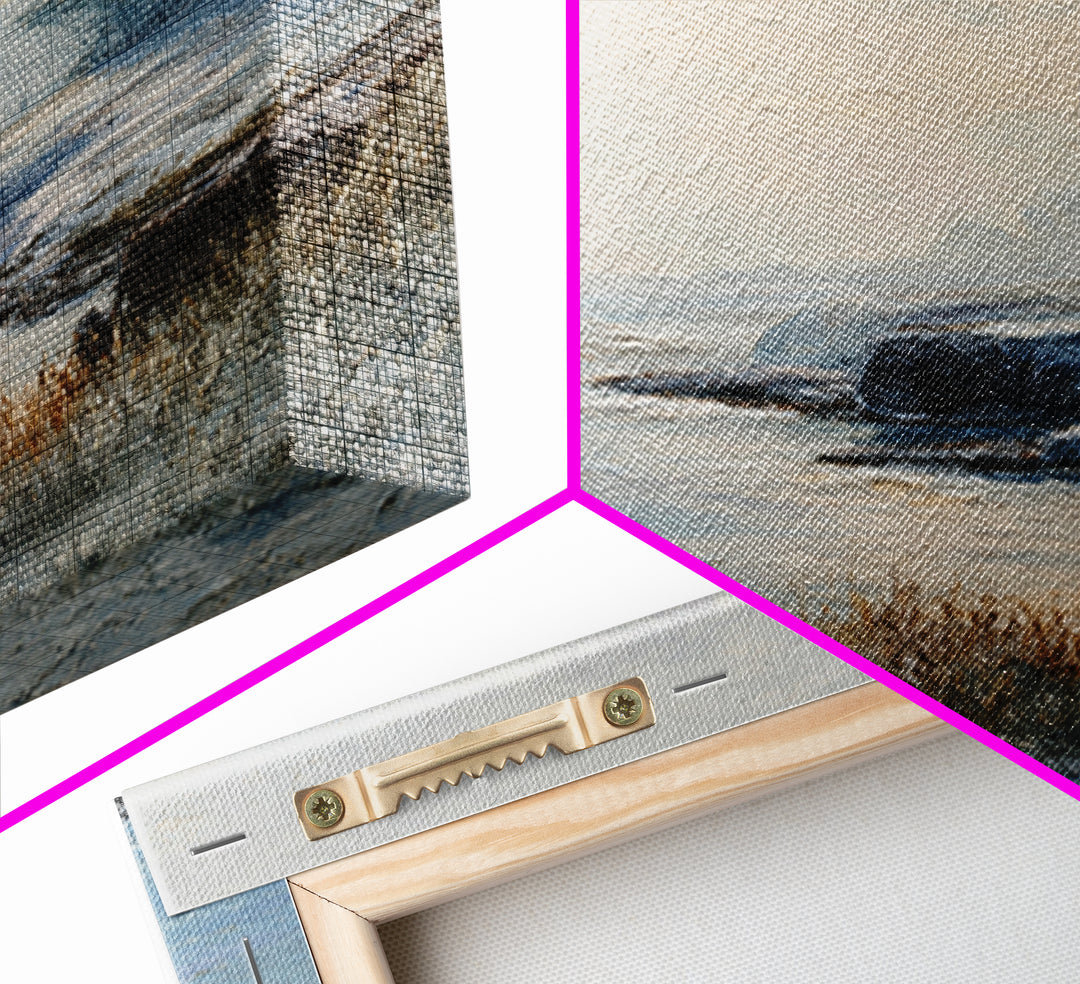 Fjord Landscape with Icy Blue Water Canvas Print, Landscape Art, Luxury Decor, Living Room Decor, Horizon, Digital Art, LAN-1x1-87