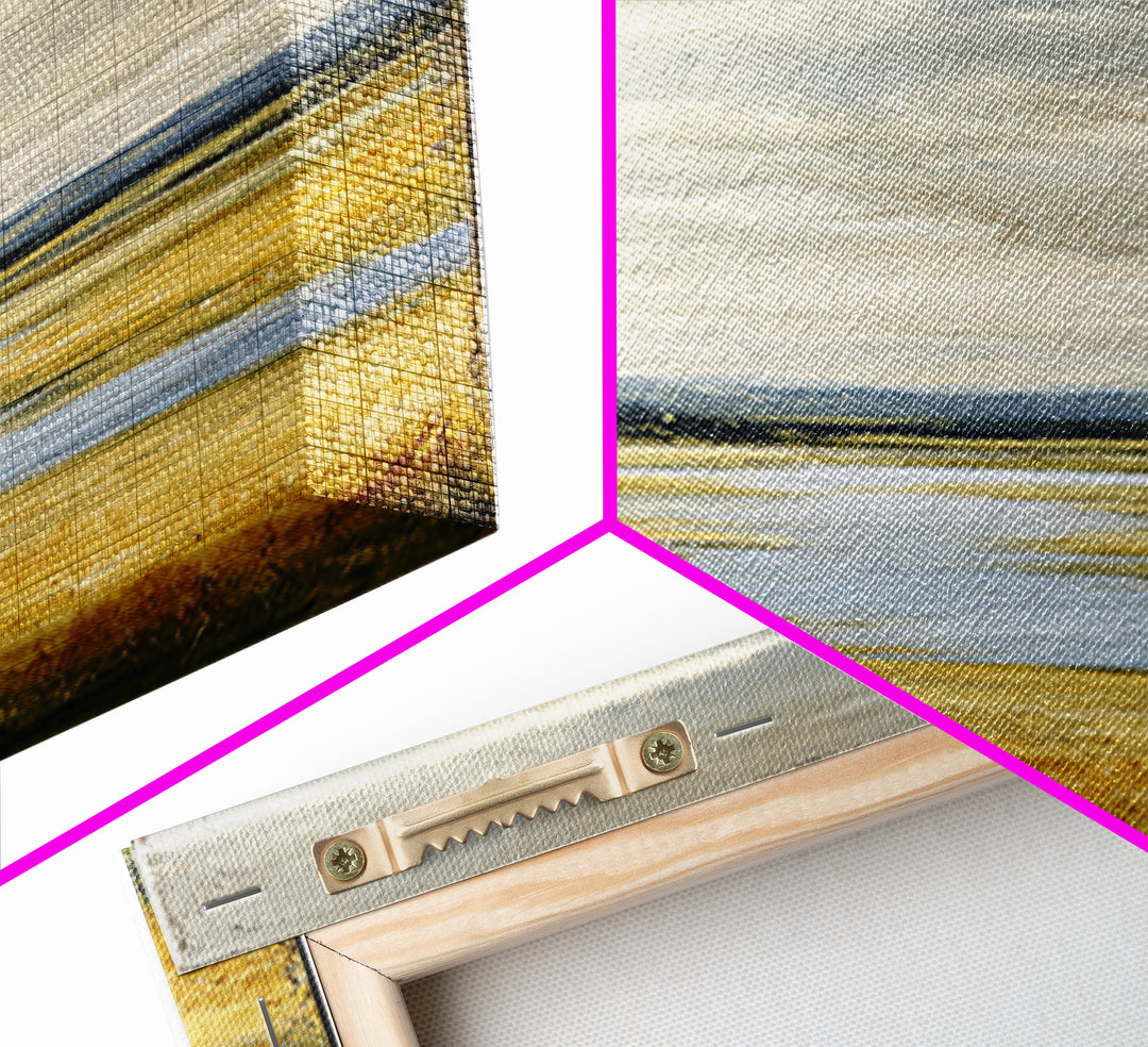 Winding River Through Golden Fields Canvas Print, Landscape Art, Gallery Decor, Living Room Decor, Fine Art, Horizon, LAN-1x3-14