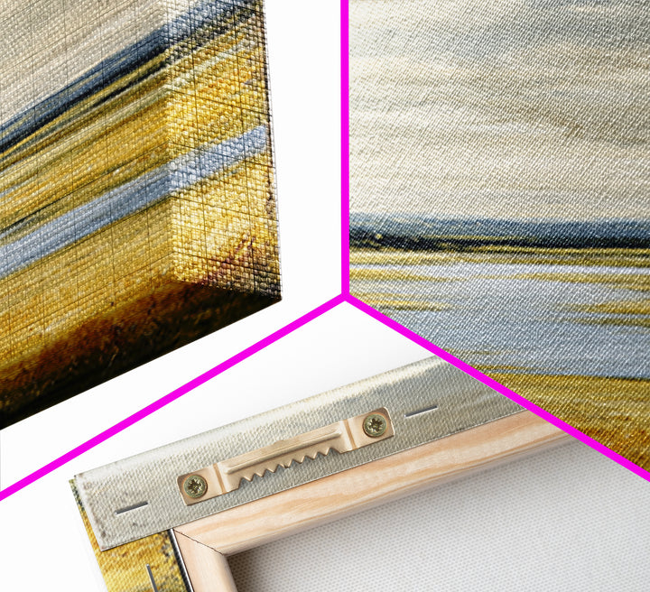 Winding River Through Golden Fields Canvas Print, Landscape Art, Gallery Decor, Living Room Decor, Fine Art, Horizon, LAN-1x3-14