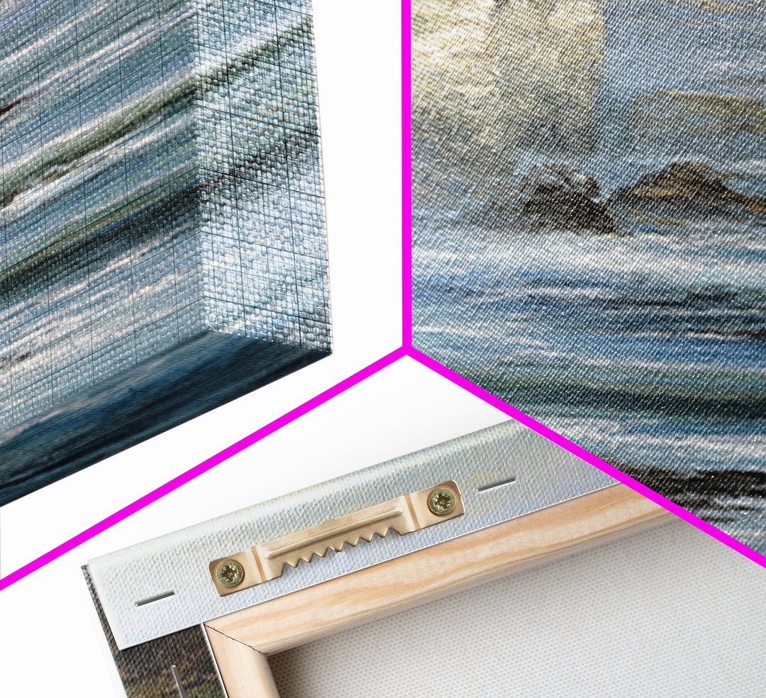 Coastal Cliffs with Crashing Waves Canvas Print, Landscape Art, Printable Wall Art, Living Room Decor, Oil Painting, Horizon, LAN-1x3-44