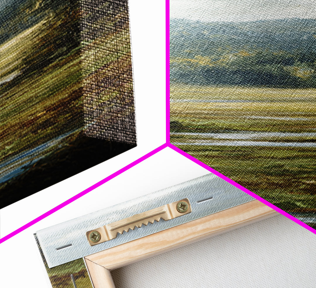 Waterfall Hidden in Dense Forest Canvas Print, Landscape Art, Original Painting, Living Room Decor, Fine Art, Horizon, LAN-1x3-48