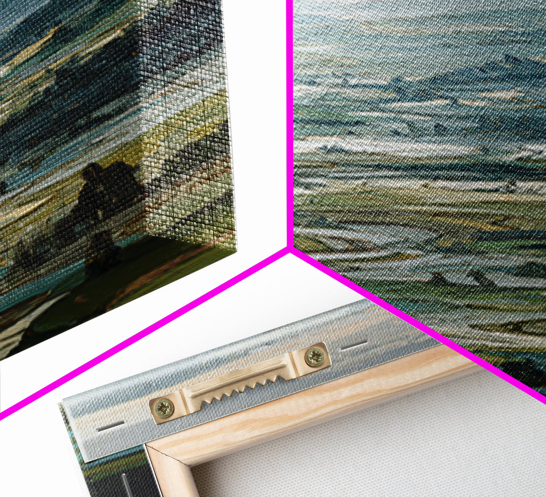 Rice Terraces Glowing Canvas Print, Landscape Art, Wall Art Print, Living Room Decor, Horizon, Boho Decor, Luxury Decor, LAN-1x3-6