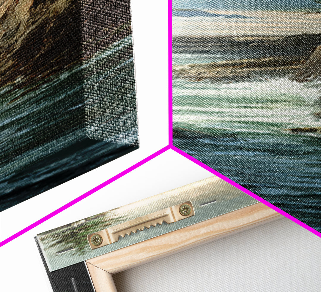 Coastal Cliffs with Crashing Waves Canvas Print, Landscape Art, Boho Wall Art, Living Room Decor, Horizon, Neutral Decor, LAN-1x3-68