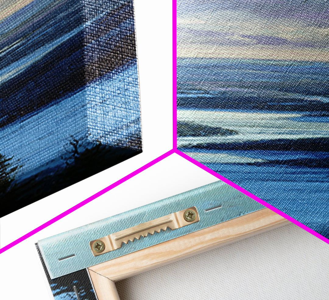 Fjord Landscape with Icy Blue Water Canvas Print, Landscape Art, Luxury Decor, Living Room Decor, Horizon, Digital Art, LAN-1x3-99