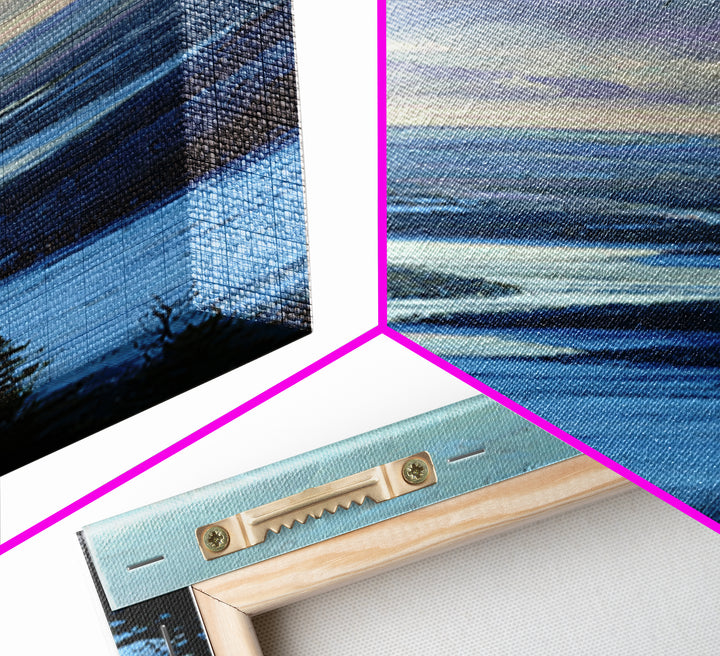 Fjord Landscape with Icy Blue Water Canvas Print, Landscape Art, Luxury Decor, Living Room Decor, Horizon, Digital Art, LAN-1x3-99