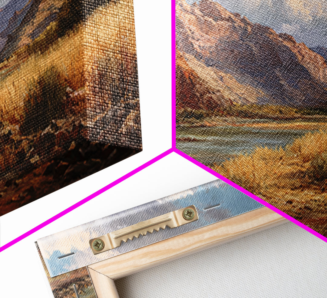 Red Canyon Walls Framed Canvas Print, Landscape Art, Living Room Decor, Oil Painting, Horizon, Horizontal Wall Art, LAN-2x1-1