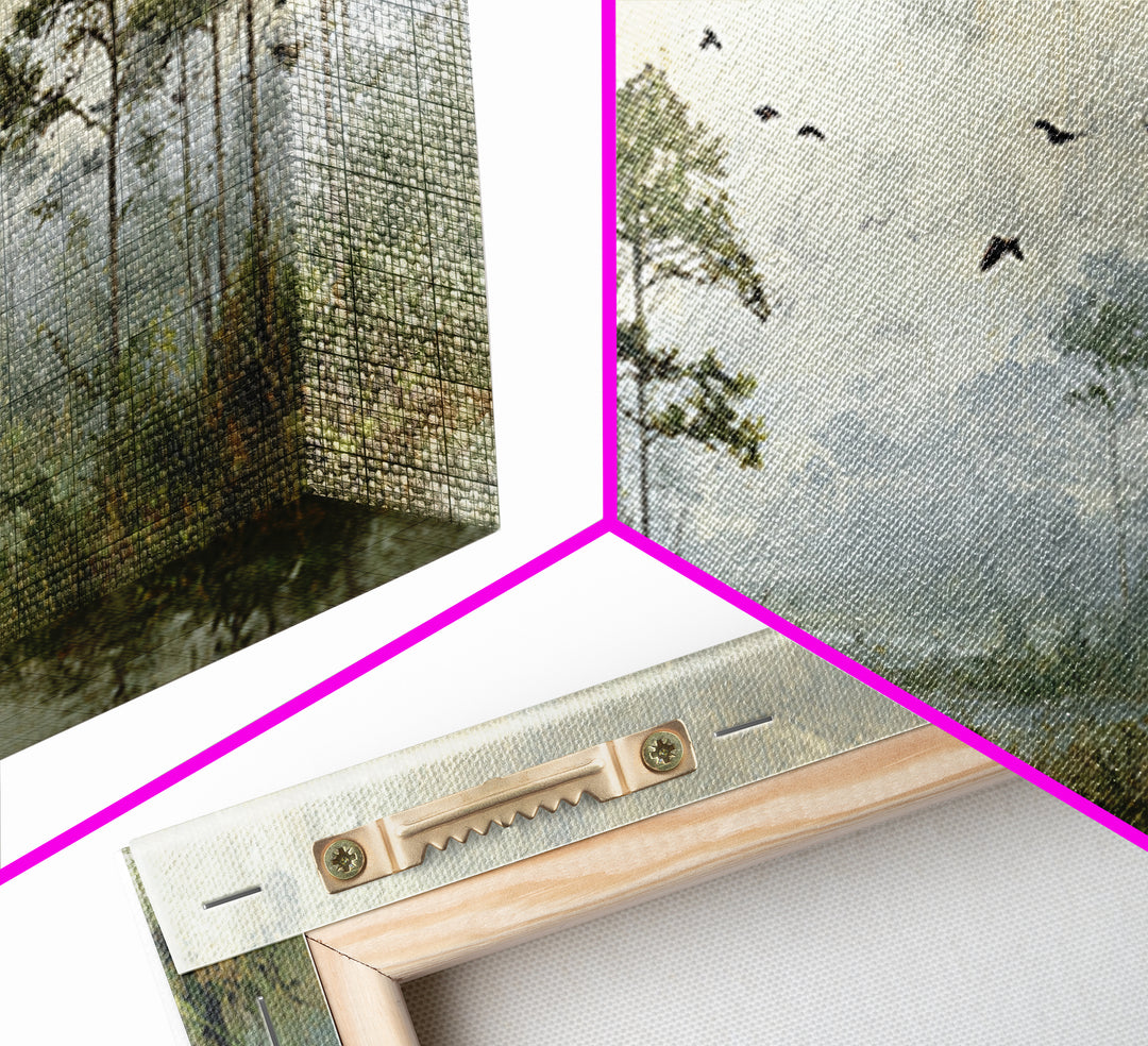 Misty Cypress Swamp Framed Canvas Print, Landscape Art, Room Decor, Living Room Decor, Fine Art, Horizon, Printable Wall Art, LAN-2x1-18