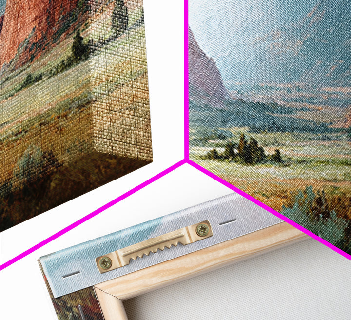 Red Canyon Walls Framed Canvas Print, Landscape Art, Living Room Decor, Oil Painting, Horizon, Horizontal Wall Art, LAN-2x1-25