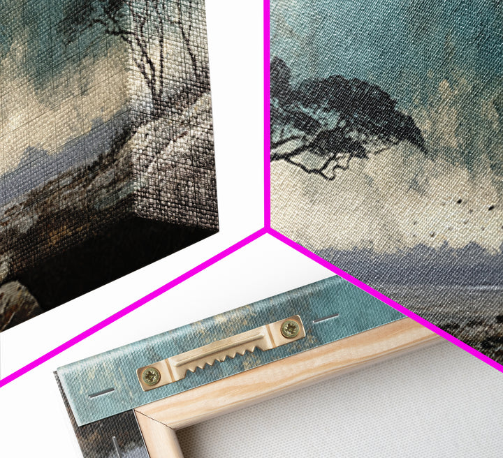 Wide Savanna with Acacia Silhouette Canvas Print, Landscape Art, Digital Art, Living Room Decor, Horizon, Boho Wall Art, LAN-2x1-39