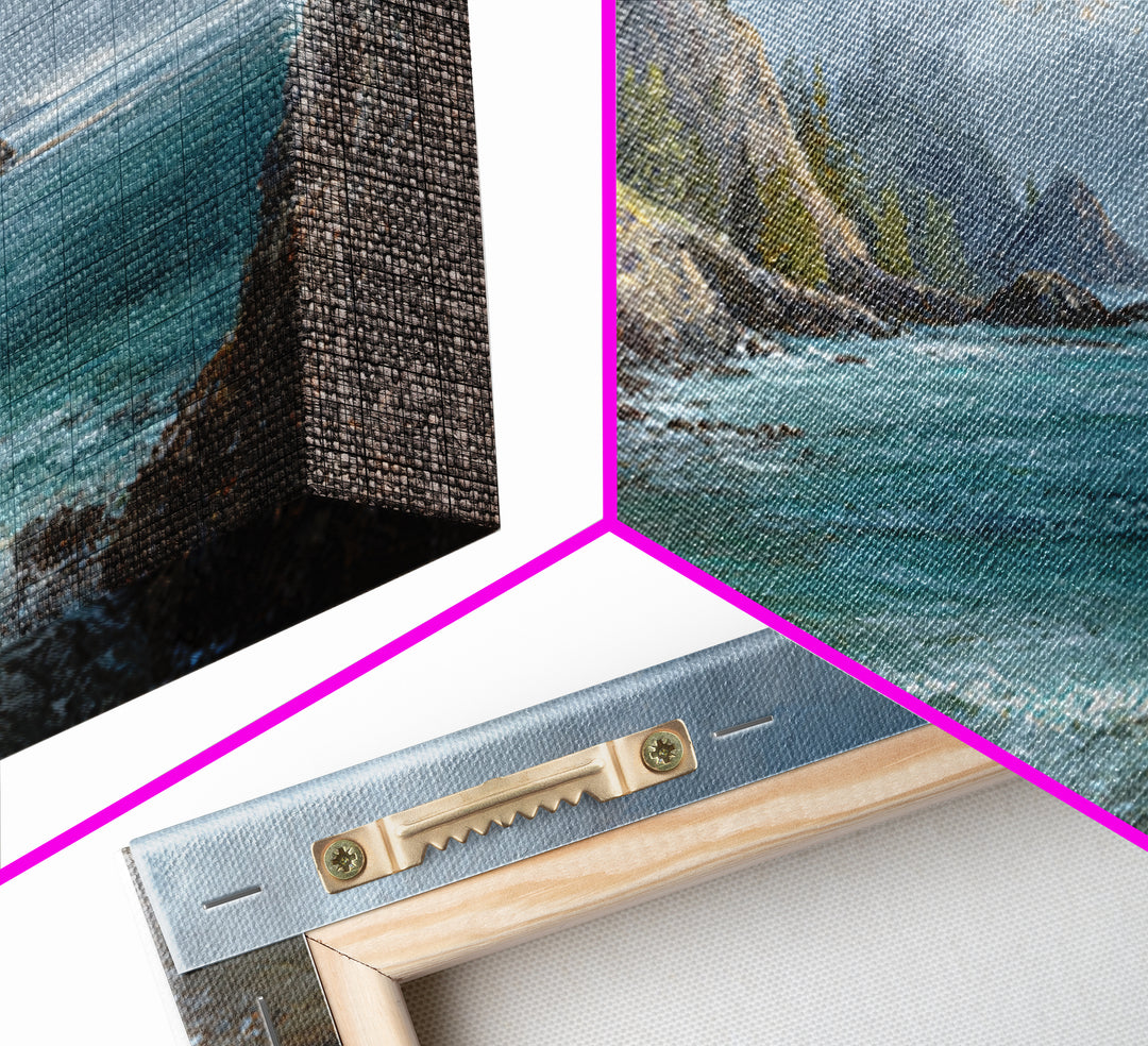 Coastal Cliffs with Crashing Waves Canvas Print, Landscape Art, Art Prints, Living Room Decor, Horizon, Abstract Wall Art, LAN-2x1-52