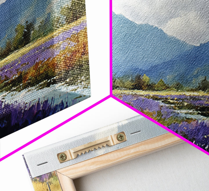 Lavender Field Leading to Distant Hills Canvas Print, Landscape Art, Digital Prints, Living Room Decor, Fine Art, Horizon, LAN-2x1-54