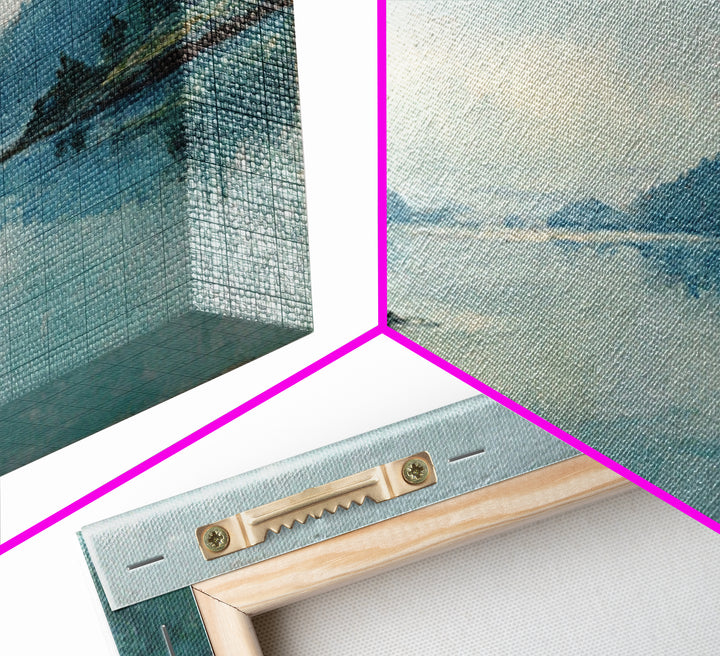 Fjord Landscape with Icy Blue Water Framed Canvas Print, Landscape Art, Wall Art Print, Living Room Decor, Fine Art, Horizon, LAN-2x1-59