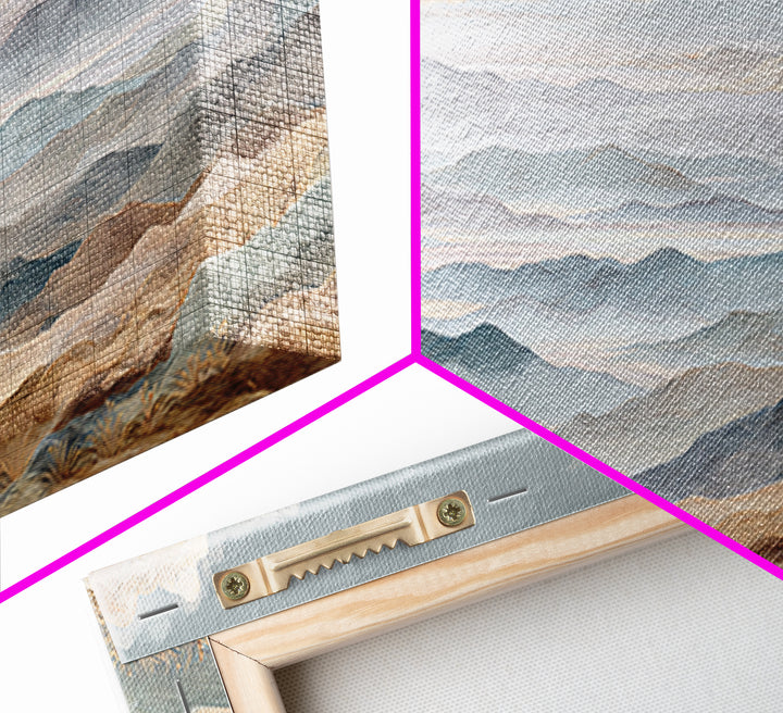 Desert Dunes under Pale Moon Framed Canvas Print, Landscape Art, Art Prints, Living Room Decor, Horizon, Abstract Wall Art, LAN-2x1-7