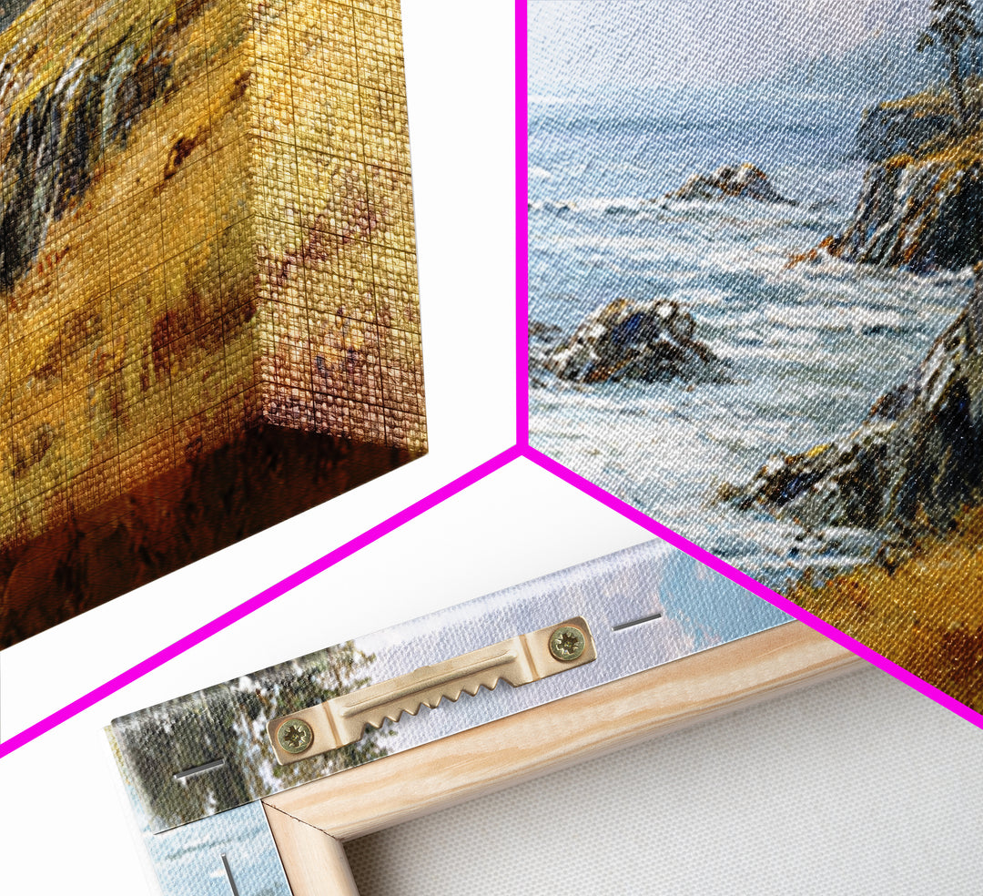 Coastal Cliffs with Crashing Waves Canvas Print, Landscape Art, Farmhouse Decor, Living Room Decor, Fine Art, Horizon, LAN-2x1-76