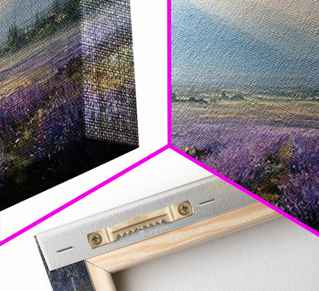 Lavender Field Leading to Distant Hills Canvas Print, Landscape Art, Digital Prints, Living Room Decor, Fine Art, Horizon, LAN-2x1-78