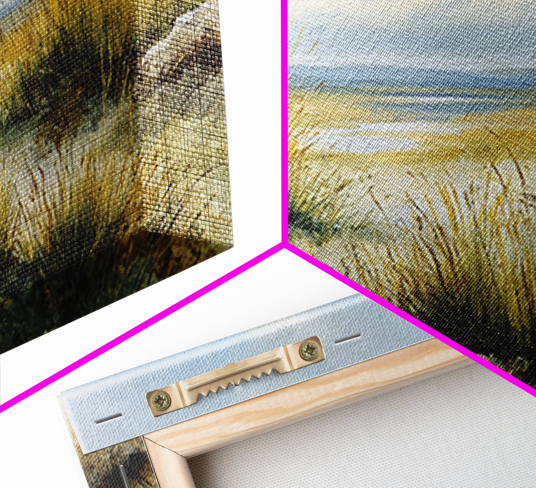 Desert Dunes under Pale Moon Framed Canvas Print, Landscape Art, Set of 3 Prints, Living Room Decor, Fine Art, Horizon, LAN-2x1-79