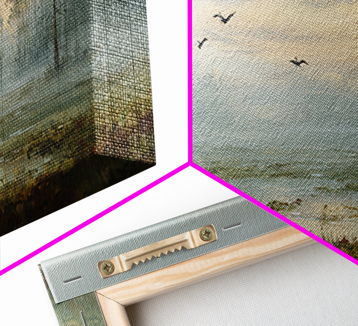 Misty Cypress Swamp Framed Canvas Print, Landscape Art, Digital Art, Living Room Decor, Fine Art, Horizon, Boho Wall Art, LAN-2x1-90
