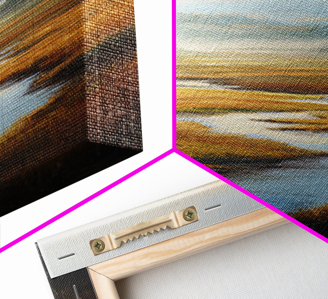 Winding River Through Golden Fields Canvas Print, Landscape Art, Contemporary Art, Living Room Decor, Fine Art, Horizon, LAN-2x3-10