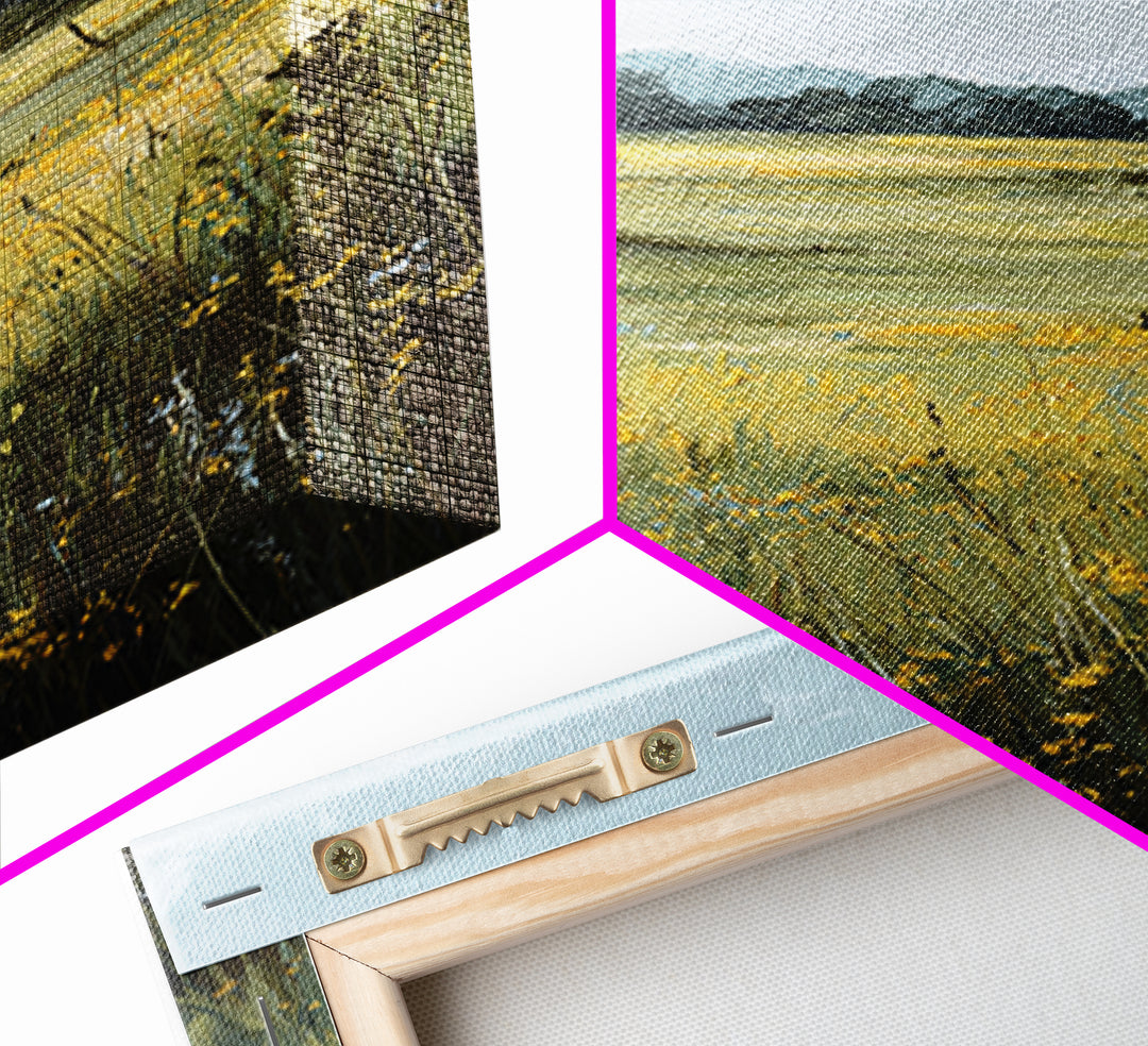 Sunlit Meadow with Wildflowers Framed Canvas Print, Landscape Art, Digital Art, Living Room Decor, Fine Art, Horizon, LAN-2x3-21