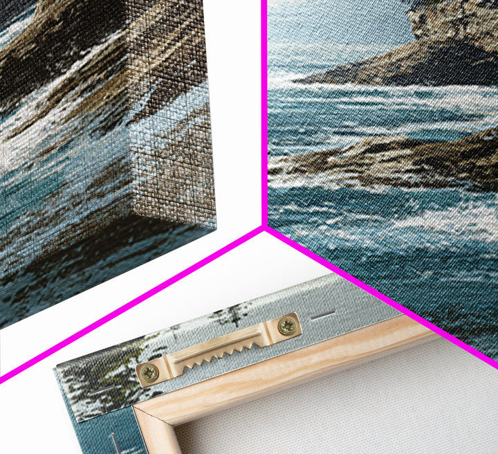 Coastal Cliffs with Crashing Waves Canvas Print, Landscape Art, Contemporary Art, Living Room Decor, Fine Art, Horizon, LAN-2x3-40