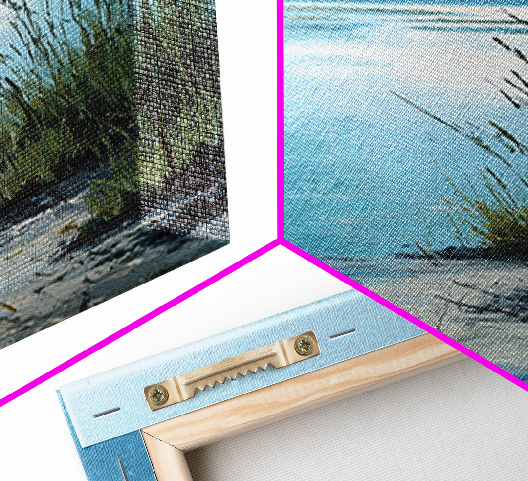 Moonlit River with Silver Reflections Canvas Print, Landscape Art, Original Painting, Living Room Decor, Fine Art, Horizon, LAN-2x3-5