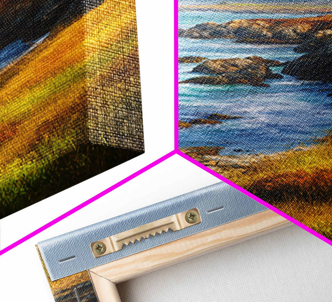 Coastal Cliffs with Crashing Waves Framed Canvas Print, Landscape Art, Art Prints, Living Room Decor, Fine Art, Horizon, LAN-2x3-64