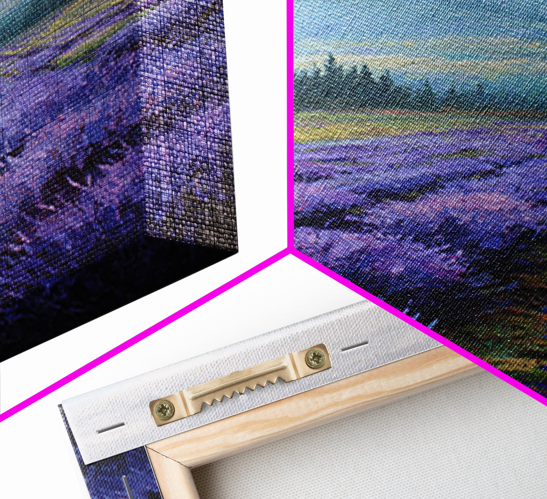 Lavender Field Leading to Distant Hills Canvas Print, Landscape Art, Digital Art, Living Room Decor, Fine Art, Horizon, LAN-2x3-66