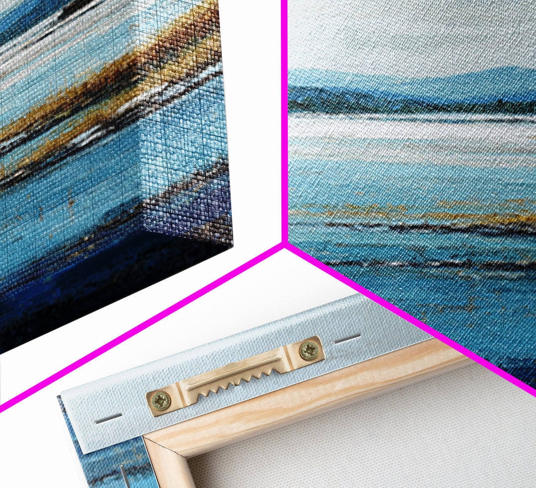 Fjord Landscape with Icy Blue Water Canvas Print, Landscape Art, Living Room Decor, Oil Painting, Horizon, Modern Art, LAN-2x3-71