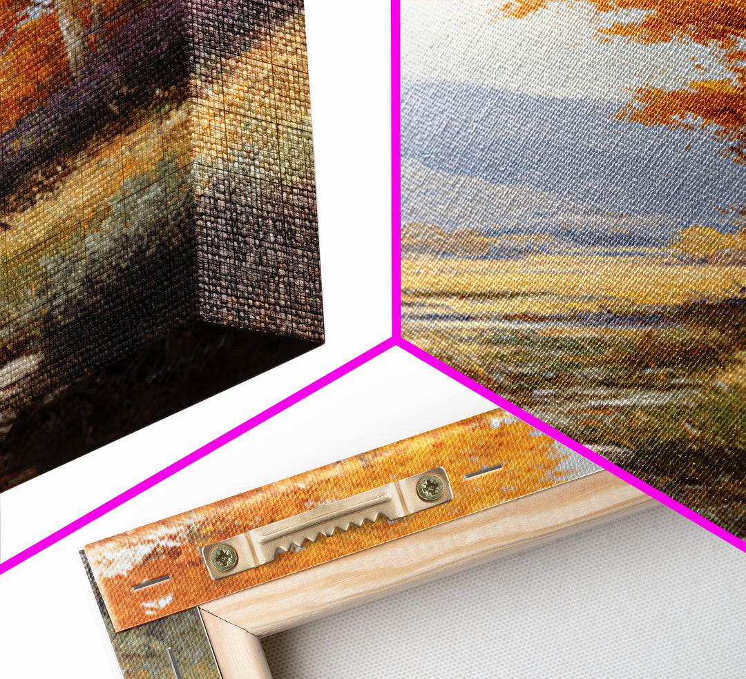 Autumn Forest Path Framed Canvas Print, Landscape Art, Wall Art Print, Living Room Decor, Fine Art, Horizon, Boho Decor, LAN-2x3-89