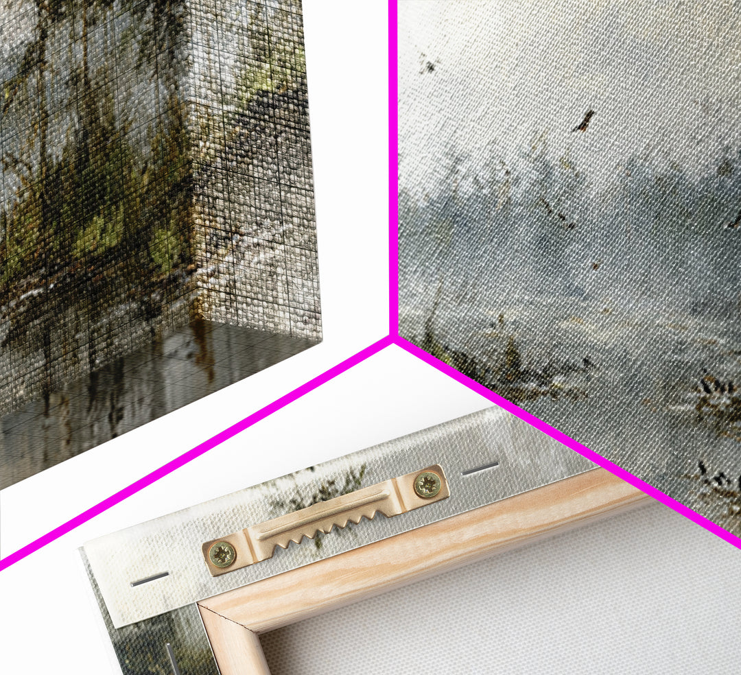 Misty Cypress Swamp Canvas Print, Landscape Art, Boho Decor, Living Room Decor, Fine Art, Horizon, Art Prints, Digital Art, LAN-3x1-62