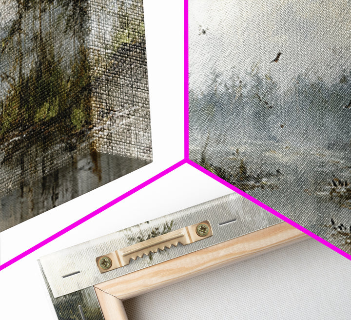 Misty Cypress Swamp Canvas Print, Landscape Art, Boho Decor, Living Room Decor, Fine Art, Horizon, Art Prints, Digital Art, LAN-3x1-62