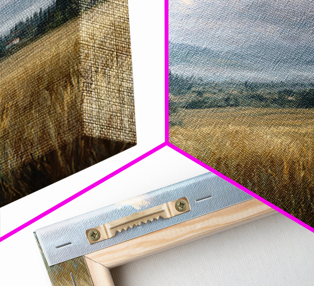 Golden Wheat Field Beneath Huge Clouds Framed Canvas Print, Landscape Art, Wall Art, Living Room Decor, Fine Art, Horizon, LAN-3x2-100