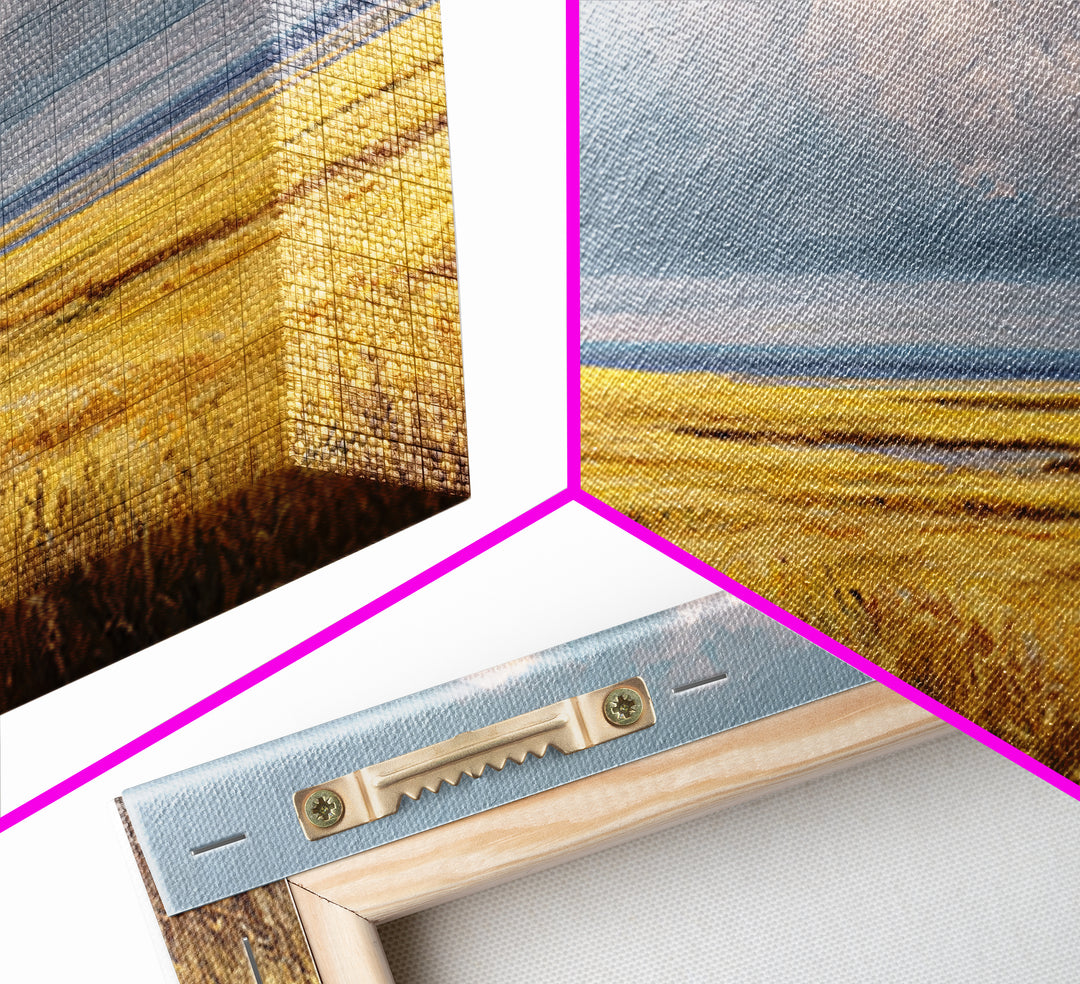Golden Wheat Field Beneath Huge Clouds Canvas Print, Landscape Art, Horizontal Wall Art, Living Room Decor, Horizon, LAN-3x2-28