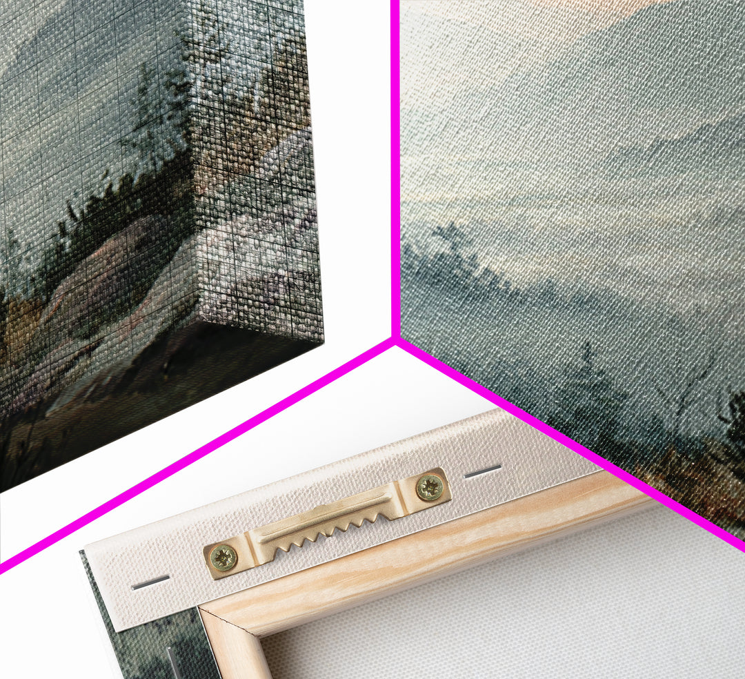 Misty Mountain Valley at Sunrise Canvas Print, Landscape Art, Modern Decor, Living Room Decor, Fine Art, Horizon, Wall Decor, LAN-3x2-29