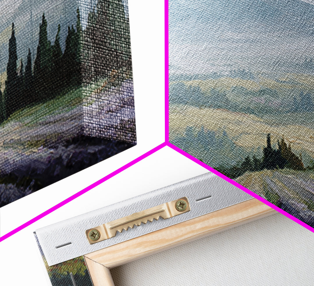 Lavender Field Leading to Distant Hills Canvas Print, Landscape Art, Abstract Wall Art, Living Room Decor, Fine Art, Horizon, LAN-3x2-38