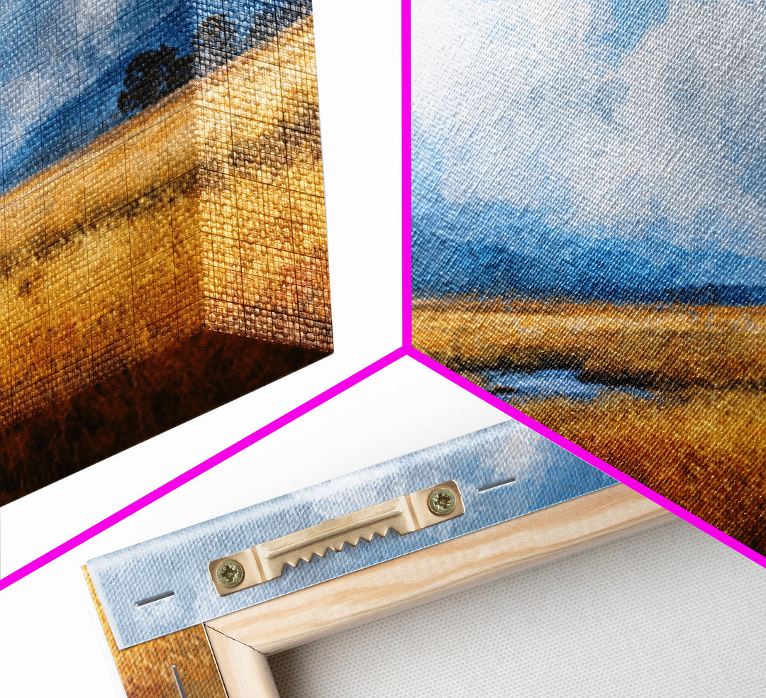 Golden Wheat Field Beneath Huge Clouds Canvas Print, Landscape Art, Digital Print, Living Room Decor, Fine Art, Horizon, LAN-3x2-4