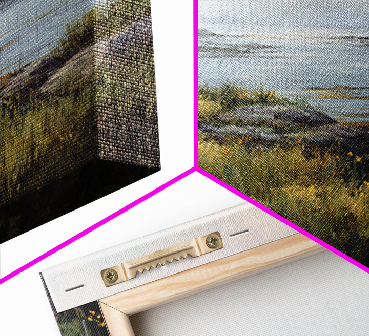 Sunlit Meadow with Wildflowers Framed Canvas Print, Landscape Art, Modern Art, Living Room Decor, Fine Art, Horizon, LAN-3x2-41