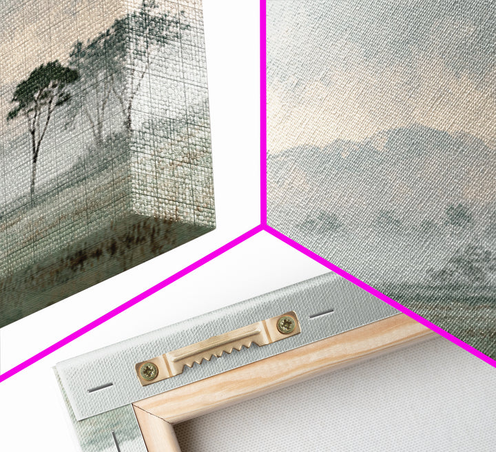 Wide Savanna with Acacia Silhouette Framed Canvas Print, Landscape Art, Digital Art, Living Room Decor, Fine Art, Horizon, LAN-3x2-47