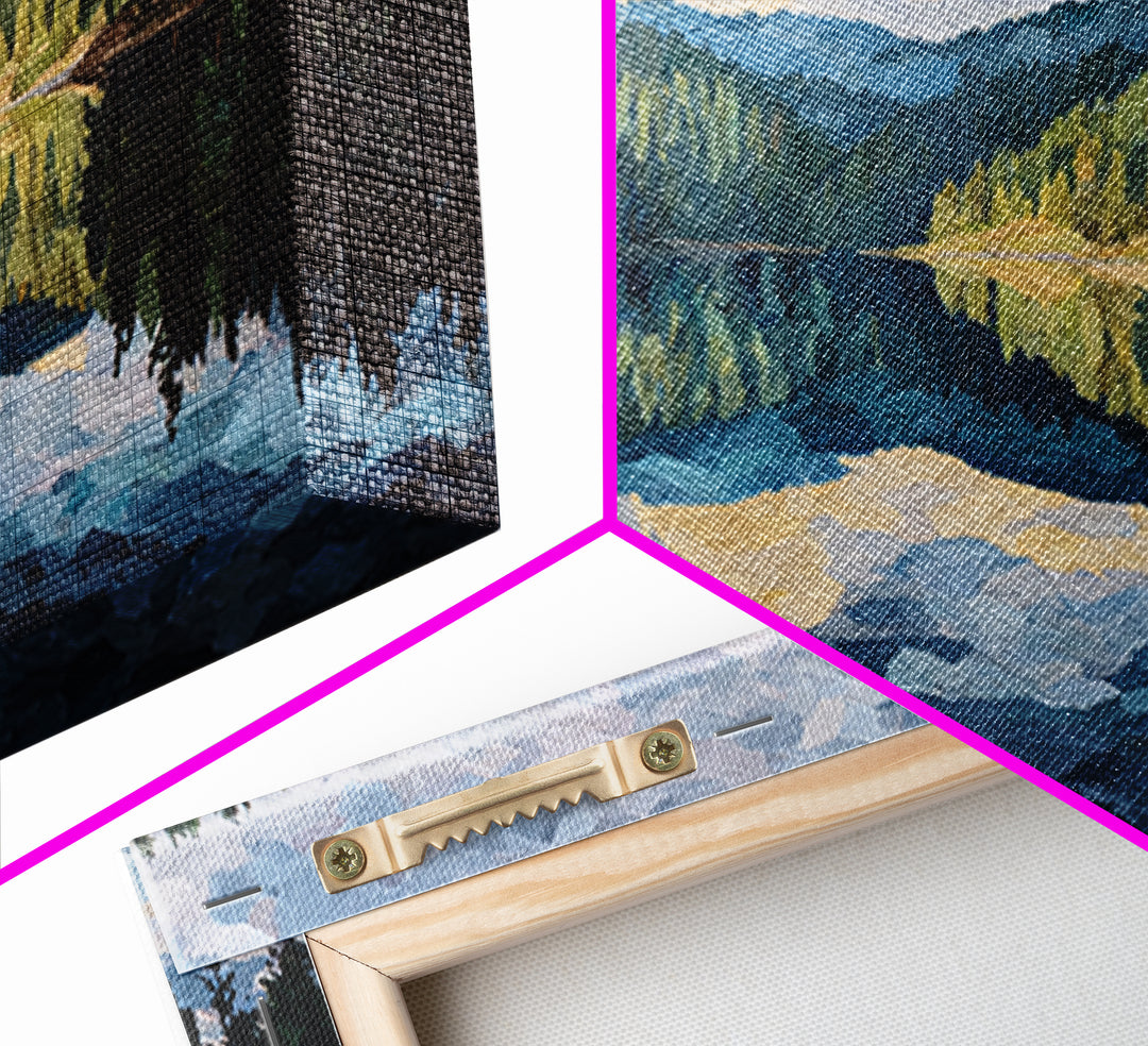 Quiet Lake Reflecting Pine Forest Canvas Print, Landscape Art, Room Decor, Living Room Decor, Fine Art, Horizon, LAN-3x2-56