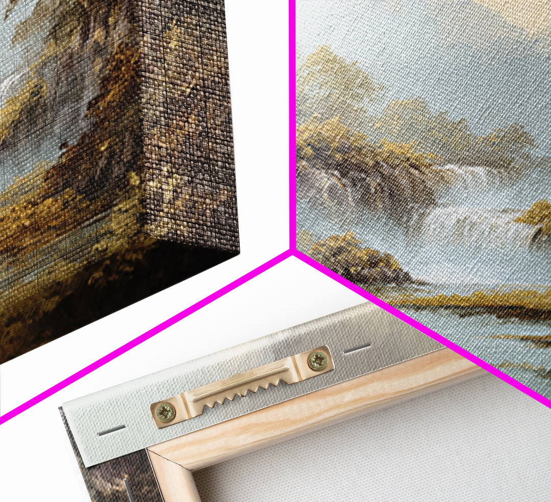 Tropical Jungle Waterfall Framed Canvas Print, Landscape Art, Digital Prints, Living Room Decor, Horizon, Farmhouse Decor, LAN-3x2-92