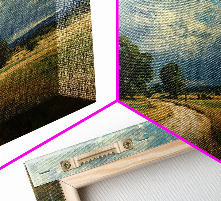Old Country Road Framed Canvas Print, Landscape Art, Art Prints, Living Room Decor, Fine Art, Horizon, Abstract Wall Art, LAN-3x2-96