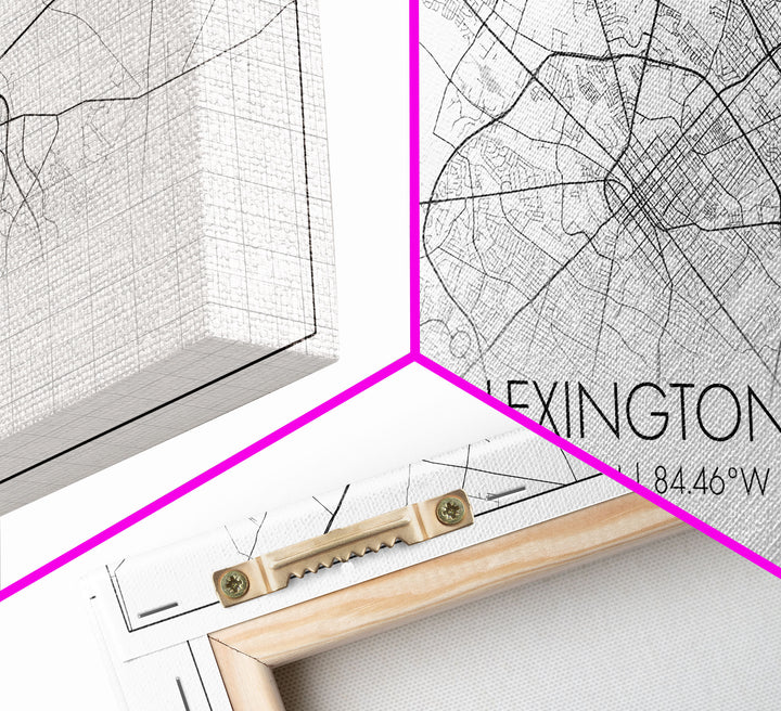 Lexington City Map, Kentucky Map, Map Art, Modern Art, Wall Art, Canvas Art, Farmhouse Wall Décor, Gift For Women, Living Room Wall Art