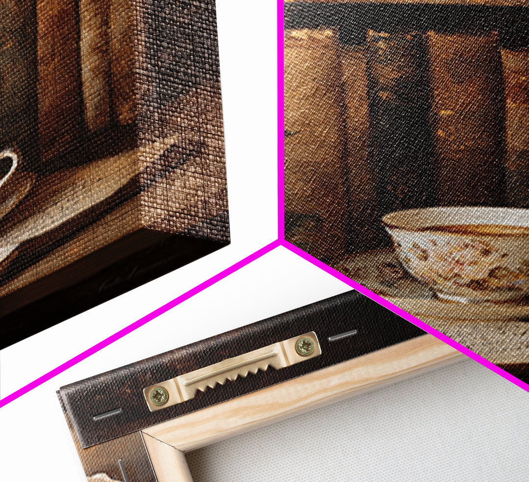 Teacup Beside a Novel and Roses Canvas Print, Library Art, Black Cat Art, Library Decor, Fine Art, Archive, Luxury Decor, LIB-1x1-14