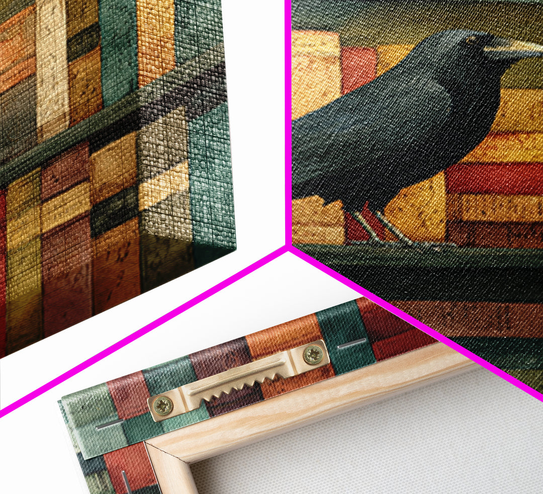 Black Raven Perched on Closed Book Canvas Print, Library Art, Book Art, Library Decor, Oil Painting, Archive, Fine Art Print, LIB-1x1-22