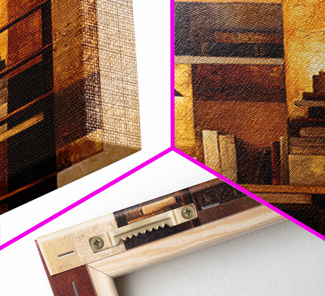 Rolling Library Ladder Canvas Print, Library Art, Wall Art Print, Library Decor, Abstract Art, Archive, Halloween Wall Decor, LIB-1x1-3